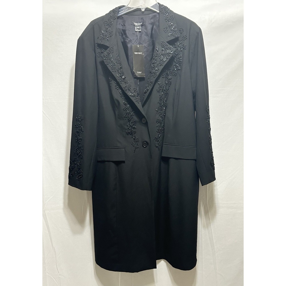 Karen Kane Womens‎ 2X Black Ribbon Woven Floral Stud Decor Holiday Jacket NWT